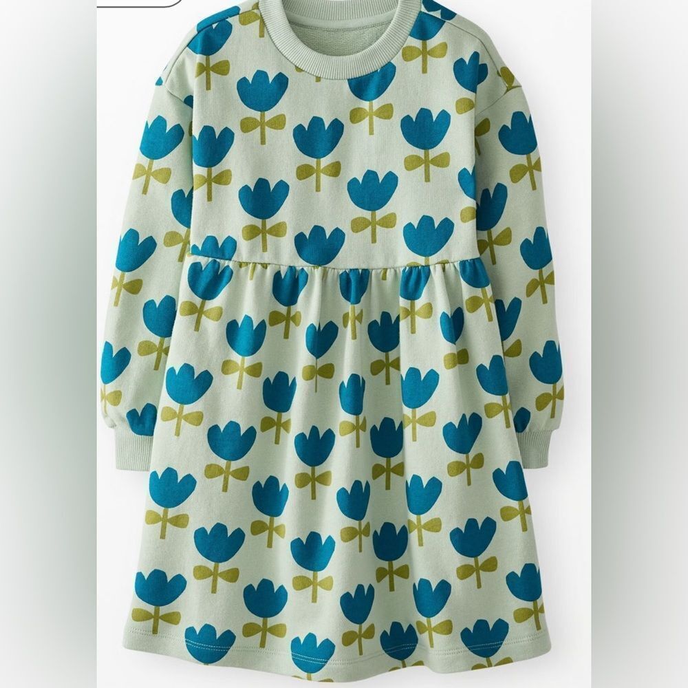 Hanna Andersson LS French Terry Dress w/Pockets Cream Size 6/7 NWT IN PKG
